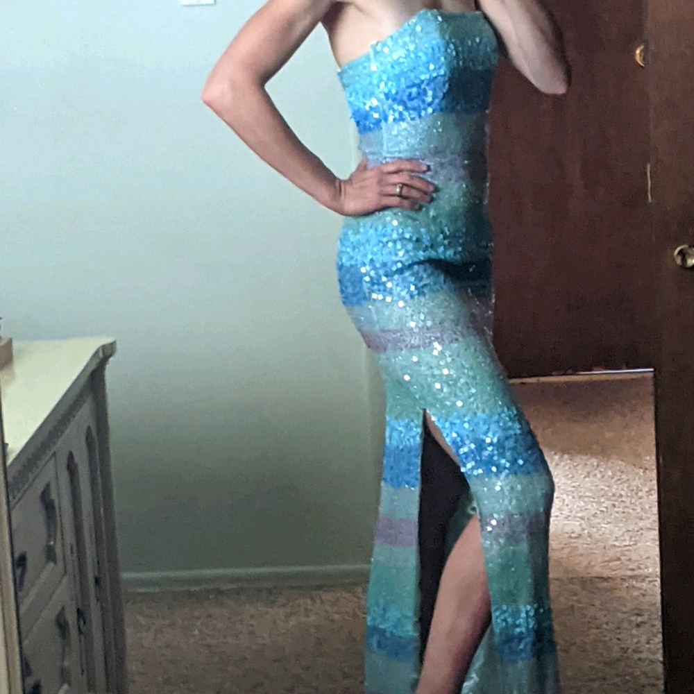 Scala Beaded Silk Gown "Mystic Water"